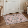 thumbnail image 4 of 2x7 Area Rugs for Hallway Machine Washable with Non Slip Backing, Low Pile Lightweight Runner Rug for Laundry Room, Bedroom, Bathroom, Floral Medallion Print Pattern, Dusty Rose, 4 of 4