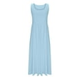 thumbnail image 7 of LNWUY Womens Summer Casual Scoop Neck Sleeveless Long Dresses Tank Top Patchwork A-line Swing Maxi Dress with Pockets Blue XL, 7 of 7