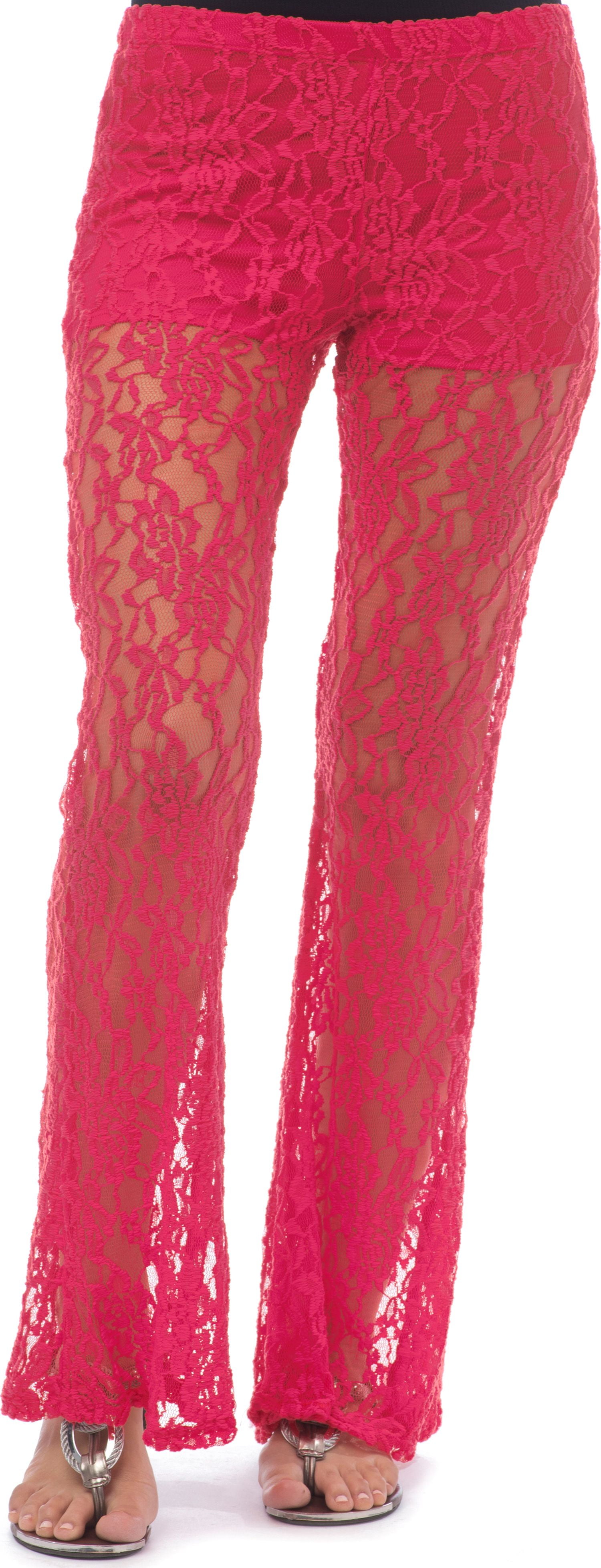 Sheer Lace Low-Rise Pants, S, Fuchsia - Walmart.com