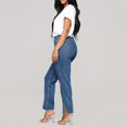 thumbnail image 2 of Vedolay Casual Trousers Womens High Waisted Wide Leg Jeans Regular Fit Button Up Denim Pants,Dark Blue S, 2 of 5