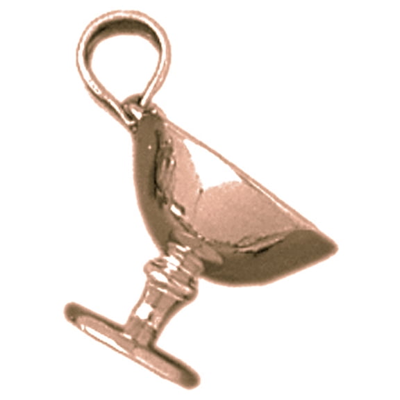 14K Rose Gold 3-D Wine Glass Pendant - 19 mm