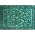 thumbnail image 1 of Ahgly Company Machine Washable Indoor Rectangle Oriental Turquoise Blue Industrial Area Rugs, 5' x 8', 1 of 4