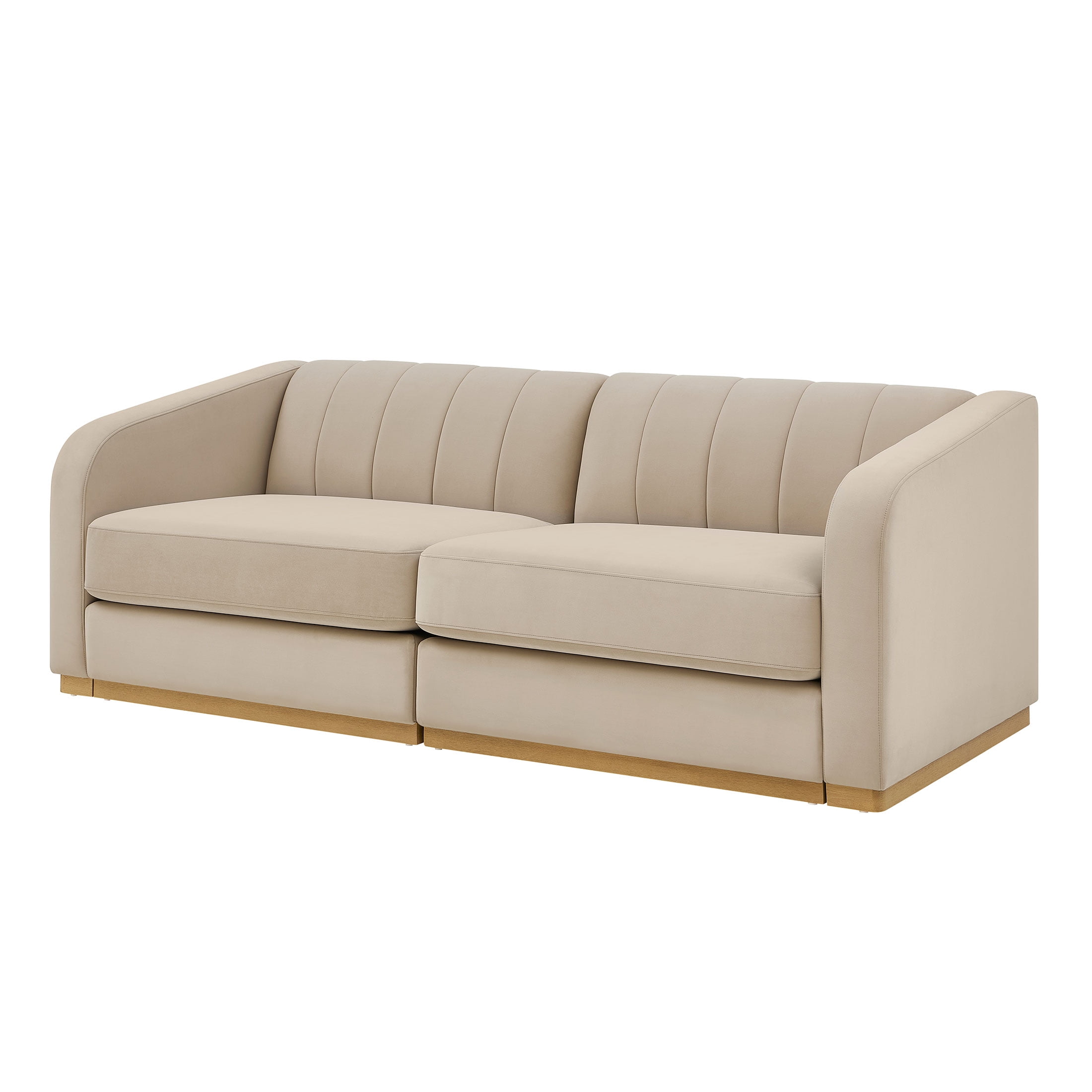 Better Homes & Gardens Lillian Channel Tufted Sofa 83.5" Beige Velvet