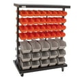 thumbnail image 1 of TRINITY Dual Sided Color Coded Rolling 94 Bin Storage Rack, Orange & Grey, 1 of 7