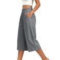 thumbnail image 6 of Ltctricy Capri Pants for Women Elastic Waisted Wide Leg Pants Loose Fit Casual Pants with Pockets Beach Vacation Clothes(Gray,X-Large), 6 of 7