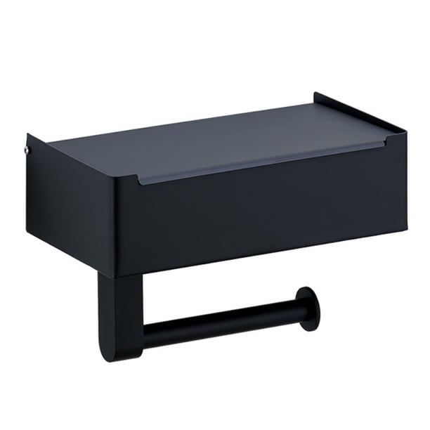 Elegante soporte para papel higiénico de acero inoxidable para montaje en pared con estante incorporado y dispensador de toallitas desechables para un almacenamiento eficiente en el baño