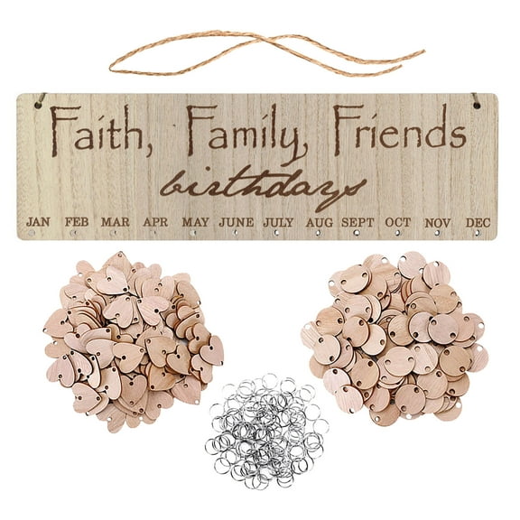 Yatlte Family Birthday Board, DIY Wooden Calendar Wall Hanging Birthday Reminder Plaque with 100 Wooden Tags, Reminder DIY Calendar for Home Party Decoration
