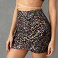 thumbnail image 5 of vigerkar Womens Short Ruched Body Con Sequin Club Pencil Sparkly Carnival Cocktail Mini Skirt (Multicolour, XS), 5 of 7
