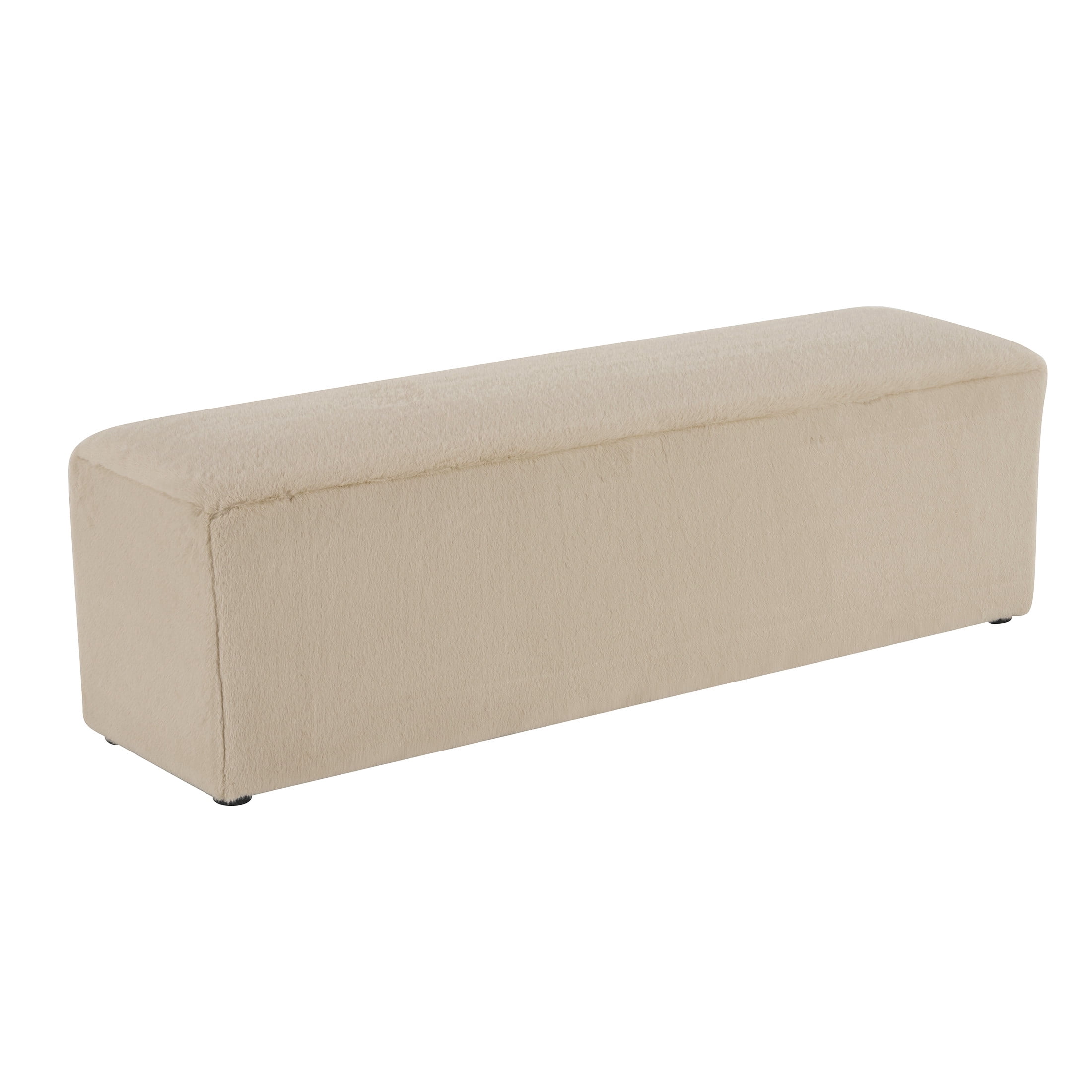 Christopher Knight Home Long Plush Ottoman Bench, Modern Simple Rectangular Footstool, Almond Upholstery