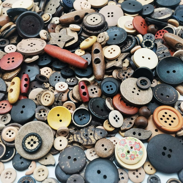 Wooden Buttons Assortment (Pack of 120) Craft Supplies
