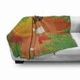 thumbnail image 3 of Pin up Girl Soft Flannel Fleece Blanket, Sunset Scene in Tropical Island Girl in White Bikini with a Lilly on Her Hair, Cozy Plush for Indoor and Outdoor Use, 70" x 90", Multicolor, by Ambesonne, 3 of 6