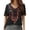 Black, variant on Womens Mexican Embroidered Tops Short Sleeve Fiesta Shirts Floral Peasant Blouse Bohemian Ethnic Casual Summer Lightweight Outfits