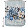 thumbnail image 2 of Shower Curtains for Bathroom, Blue Poinsettia Christmas Waterproof Fabric Shower Curtain, Xmas Botanical Balls Snowflake Vintage Decorative Bathroom Curtain for Bathtub, 36"x72", No Hooks Included, 2 of 9