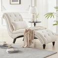 thumbnail image 6 of Weture Tufted Soft Chaise Lounge Chair, Linen Armless Adult Upholstered Chaise with Cushion, Beige, 6 of 7