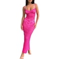 thumbnail image 1 of Fortune Robe en Dentelle Transparente pour Femmes Bretelles Spaghetti Ajustée Longue Robe, 1 of 4