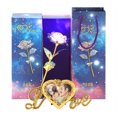 thumbnail image 1 of Rosa Galáctica Chapada En Oro De 24 Quilates, Colorida Rosa Eterna De San Valentín, Regalo De San Valentín Para Novias, Damas Vogacara HA026173-04, 1 of 5