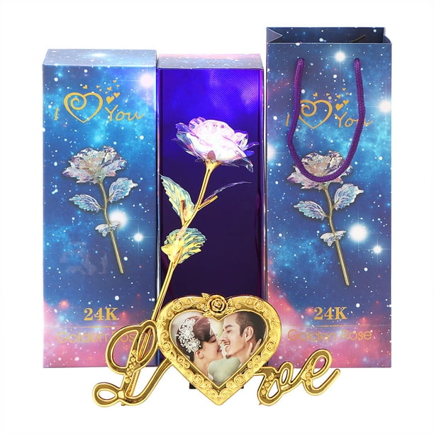 Rosa Galáctica Chapada En Oro De 24 Quilates, Colorida Rosa Eterna De San Valentín, Regalo De San Valentín Para Novias, Damas Moyic HA026173-04