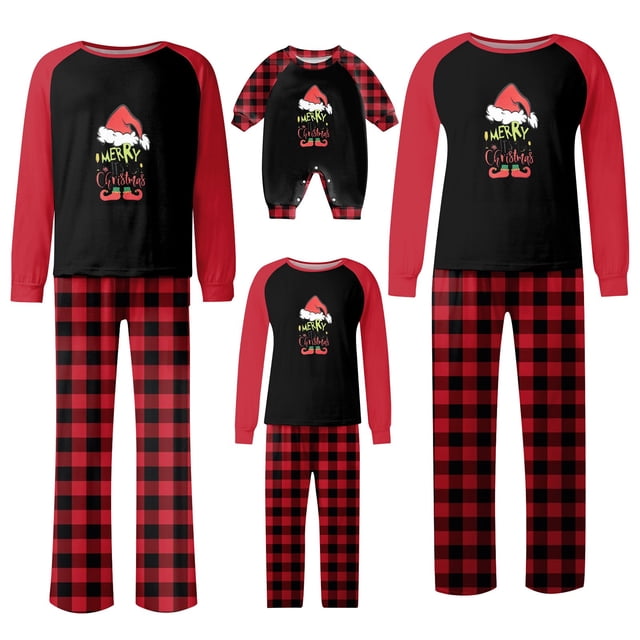 Conjuntos de pijamas navideños familiares a juego Grinch 2024, pijama de Grinch con parte superior y pantalones de pijama a cuadros, pijama de Grinch para niños y adultos para la familia, 18 Meses