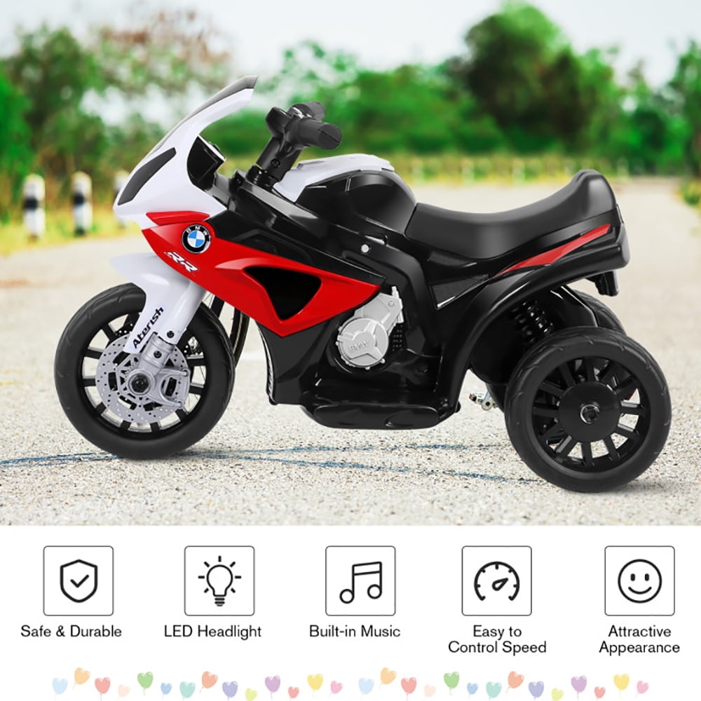 Resenkos 6V Kids 3 Wheels Riding BMW Licensed Electric Motorcycle-Red, Motorcycle Toy for Children Boys & Girls