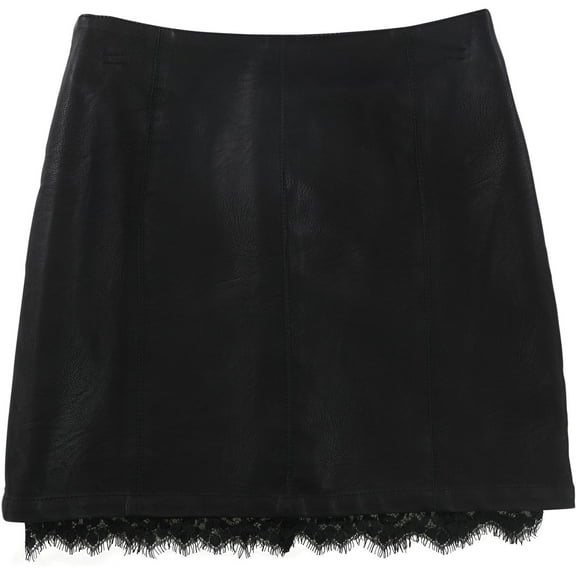 Jack Womens Faux Leather Lace Trim Mini Skirt, Black, 0