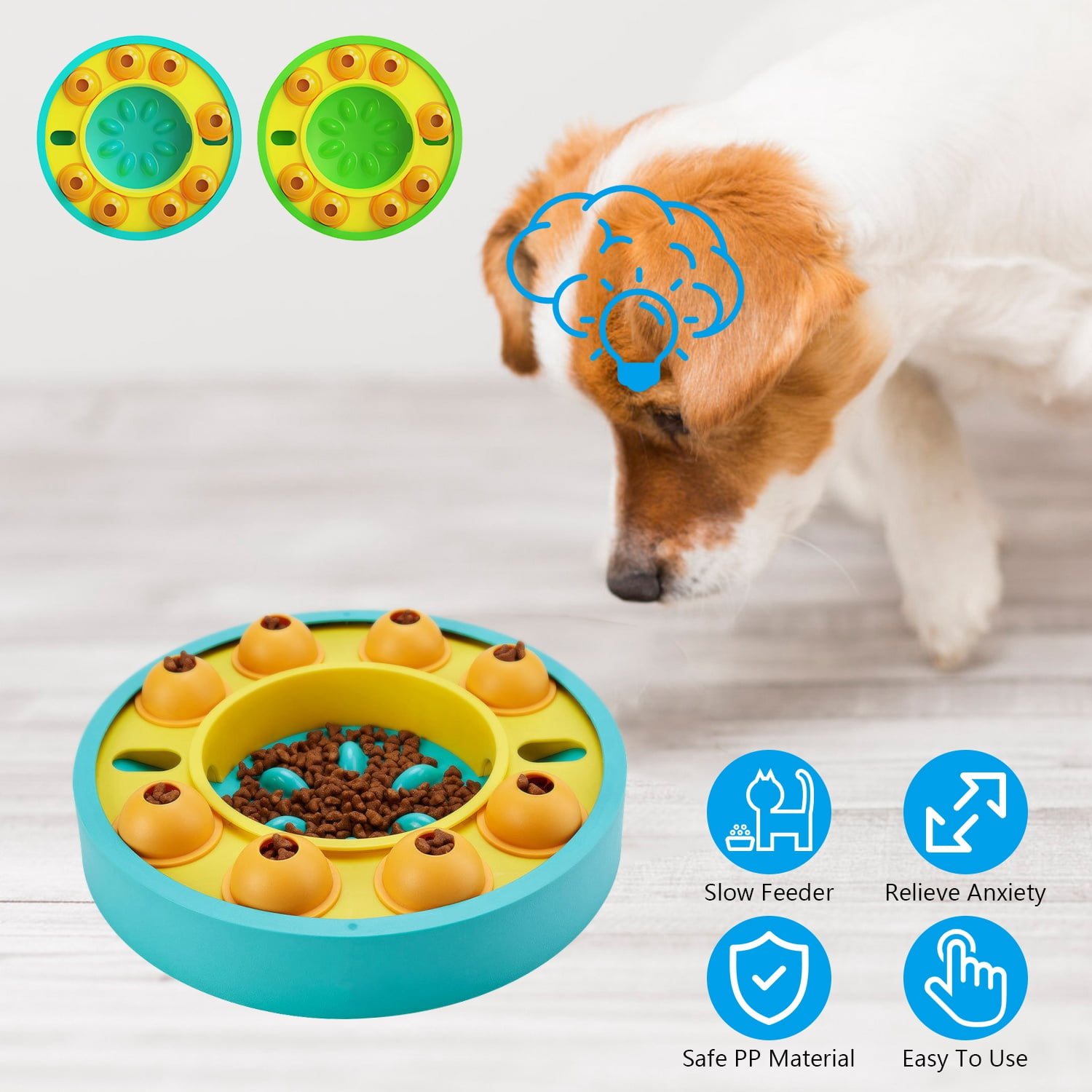 Dog Food Puzzle Feeder Toys TeqHome Dog Slow Feeder for IQ Training Mental Enrichment for Small Medium Large Dog Cat Blue