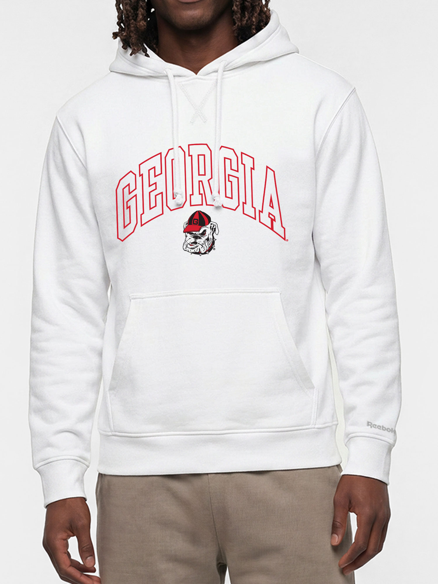Georgia Bulldogs Reebok Mens White Hooded Sweatshirt
