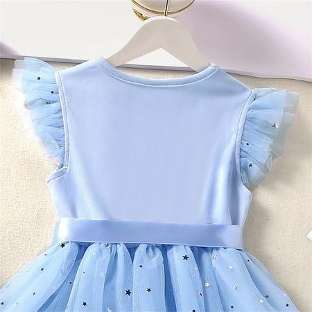 

nsendm Kids Toddler Children Baby Girls Bowknot Ruffle Short Sleeve Tulle Birthday Dresses Patchwork Party Dress Straight Dress Dress BU2 5-6 Years
