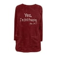 thumbnail image 4 of IROINNID Savings Women's Fall Tops Long Sleeve Round Neck Winter Warm Shearling Pullover Loose Fit Letter Print Tops with Pocket,Red, 4 of 4
