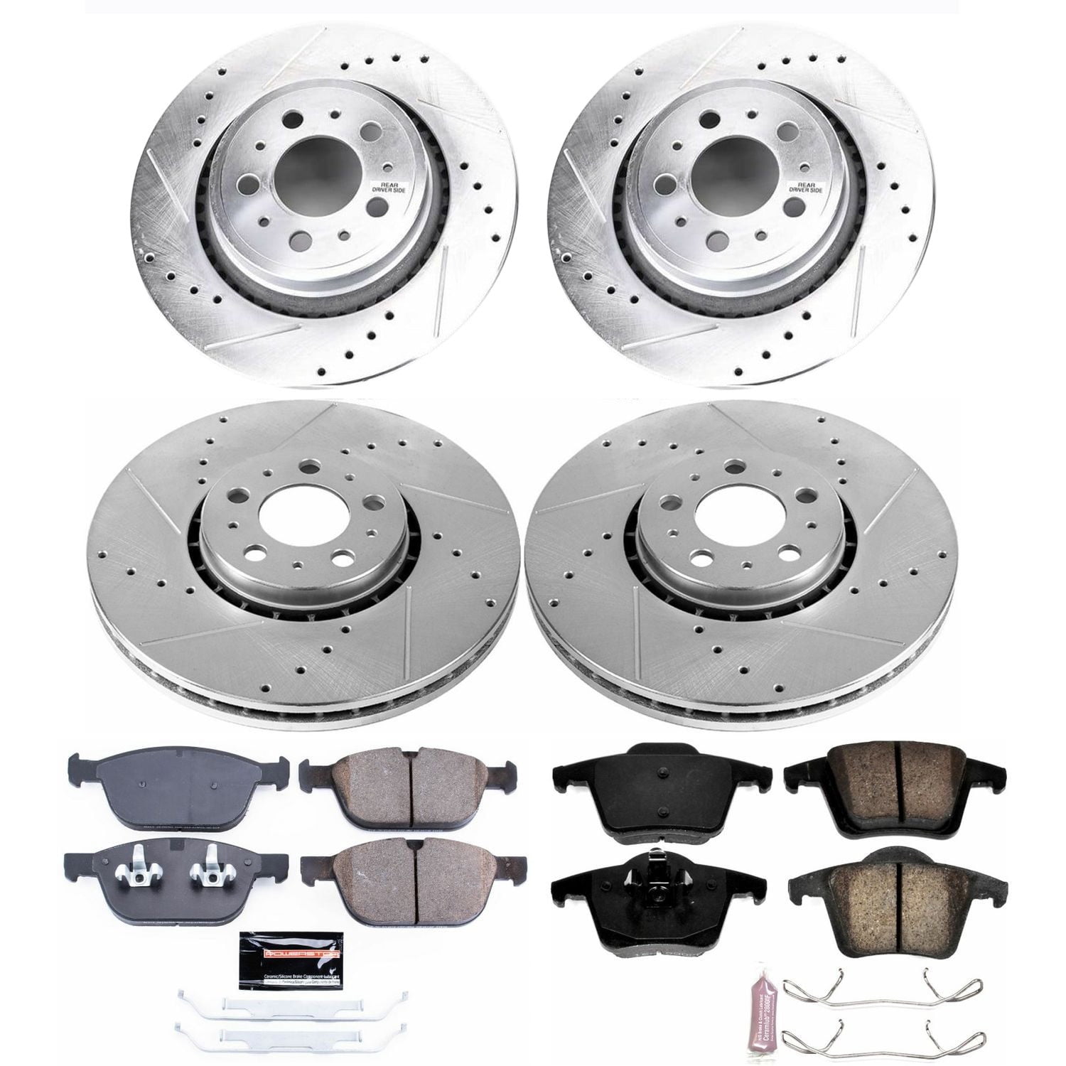 PowerStop Front and Rear Z23 Evolution Sport Carbon-Fiber Ceramic Brake Pad and Drilled & Slotted Rotor Kit Fits: VOLVO Select Models K5708
