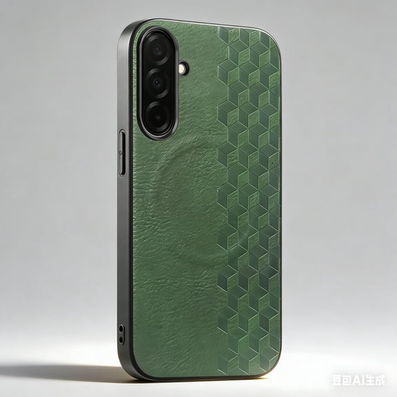 Magnetic for Samsung Galaxy S23 Case, Grip Pattern PU Leather Hybrid Back Protective Phone Cover Shockproof Slim Light Cover for Samsung Galaxy S23 Compatible with Mag-Safe, Green