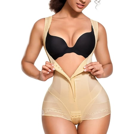 

Junlan Waist Trainer for Women Shapewear Bodysuit Corset Tummy Control Body Shaper Lace Butt Lifter Panty Fajas Colombianas (Beige M）