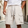thumbnail image 5 of Riecok Men Cargo Shorts with Pockets Elastic Waist Drawstring Quick Dry Workout Shorts Solid Summer Hiking Clothes, 5 of 9