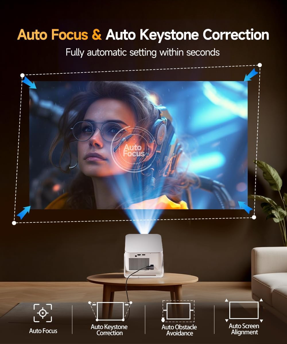 Magcubic Smart Projector with 4K 8K Support, Voice Control Mini Projector with Wifi6 and BT5.4, 900 ANSI, Auto Focus & Obstacle Avoidance, 1080P Portable Movie Proyector for Home Outdoor, HY350Max