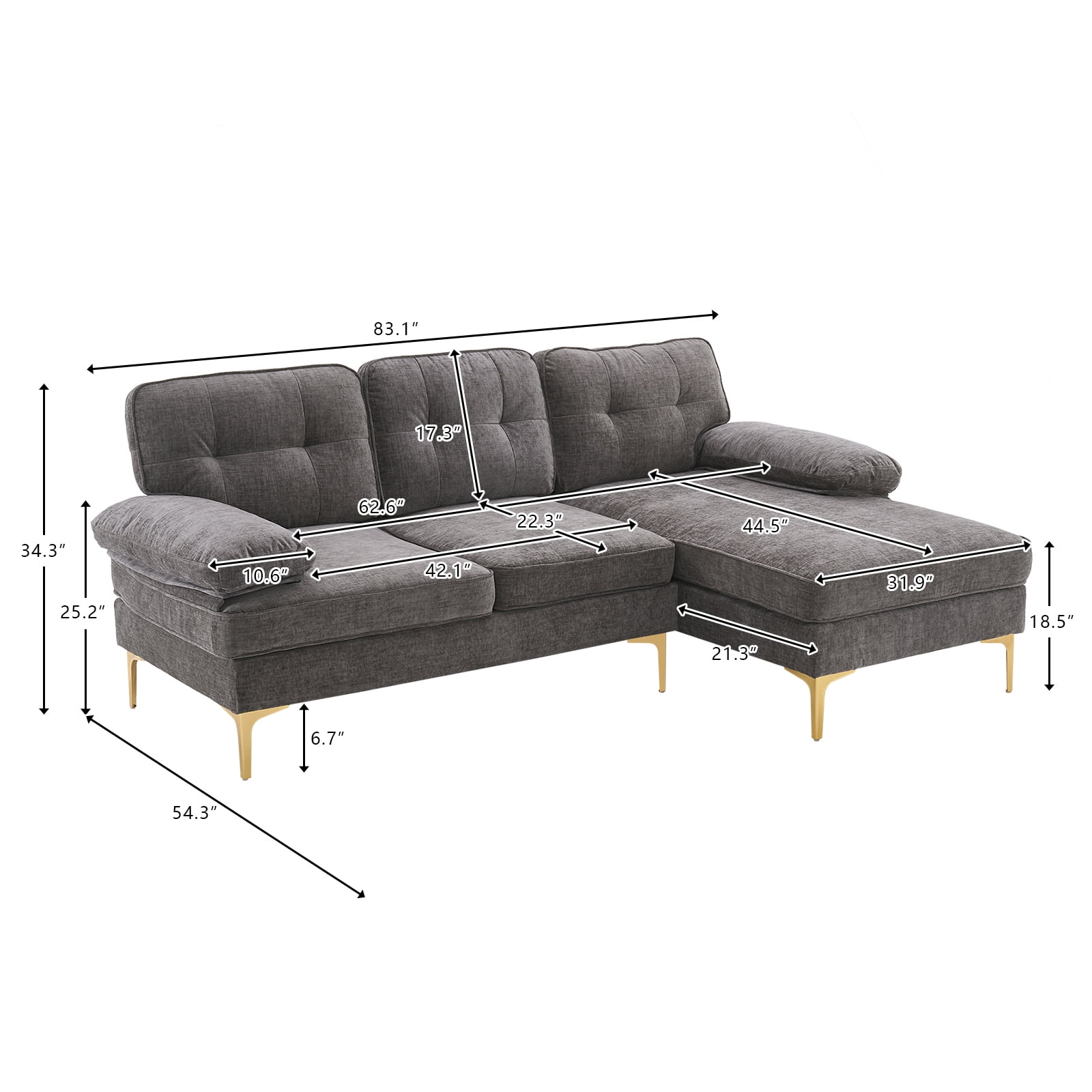 Ktaxon L Shaped Sofa, 83