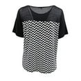 thumbnail image 2 of Plus Size Women's Short Sleeve Rhinestones Lace Snowflake Blouse Casual T Shirt Top Black 3X (16.037), 2 of 4