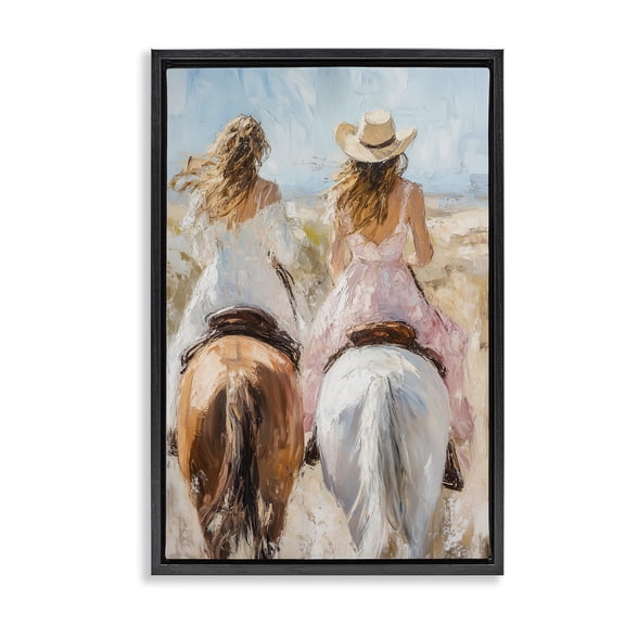 Stupell Industries Rustic Lodge Cowgirl Friends & Horses Black Floating Frame Canvas Art, 17 x 25, by Heidi Kuntz