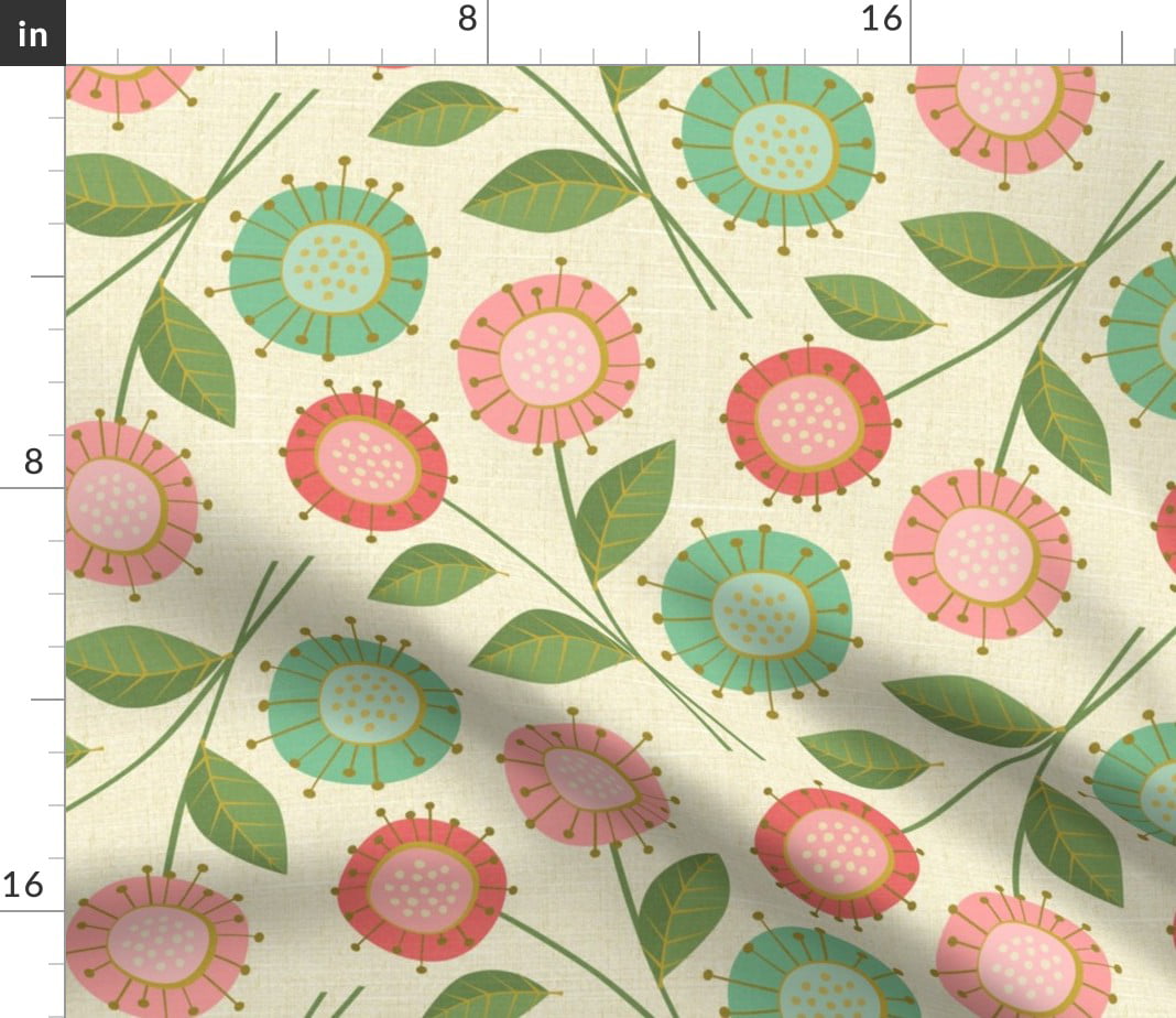 Retro Vintage Floral Mod Garden Fabric Printed by Spoonflower BTY 