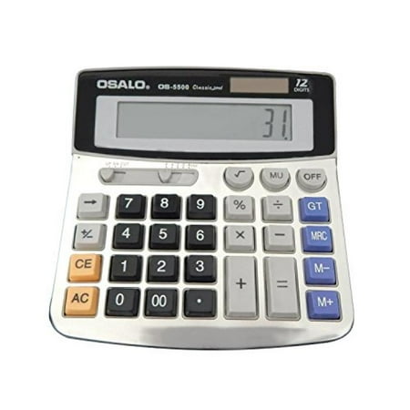OFFIDIX Office Calculator Office Desktop Calculator, Solar and Battery Dual Power Electronic Calculator Portable 12 Digit Large LCD Display Calculator