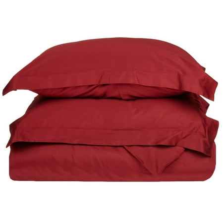 400-Thread Count 100% Egyptian Cotton Elegant Solid Duvet Cover Set Burgundy / King/Cal King