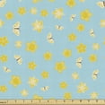 thumbnail image 1 of Spring Fabric by the Yard, Pastel Butterflies Flying amongst Flower Petals Summer Revival Season, Decorative Upholstery Fabric for Sofas and Home Accents, Pale Blue Mustard by Ambesonne, 1 of 5