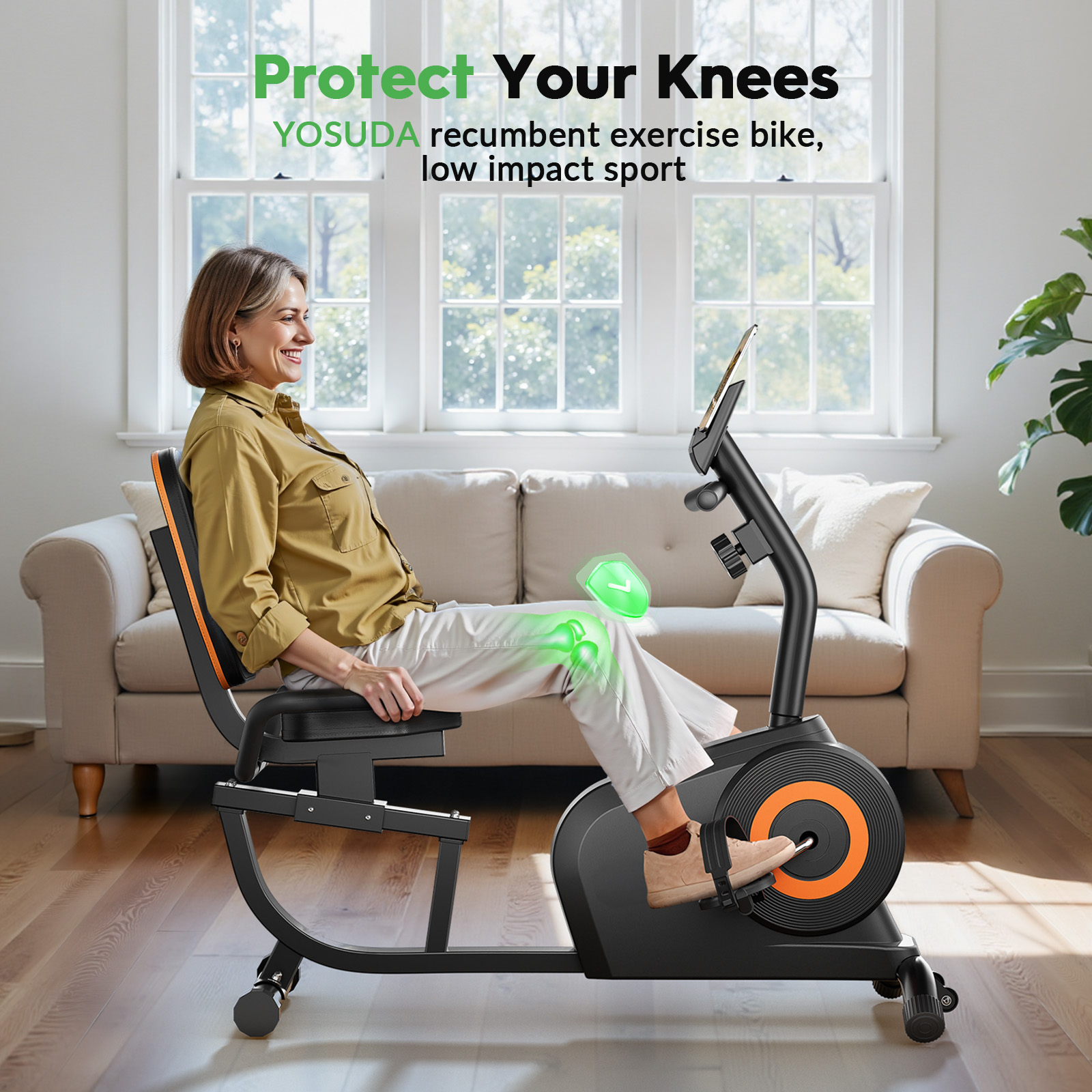 YOSUDA Recumbent Exercise Bike for Adults Seniors with Quick Adjust Seat, 350LB Capacity & 16-level Resistance