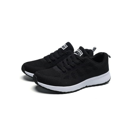 

SIMANLAN Ladies Athletic Shoes Casual Sneakers Lace Up Trainers Womens Mesh Walking Shoe Women Sport Black 7