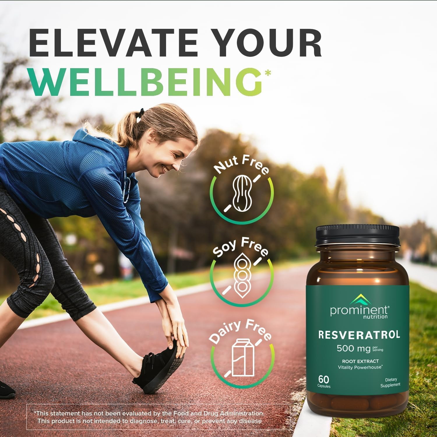 Prominent Nutrition Resveratrol Supplement, Anti-Aging and Immune Support, 98% Pure Trans-Resveratrol Supplement, 500 mg, 30 Day Supply