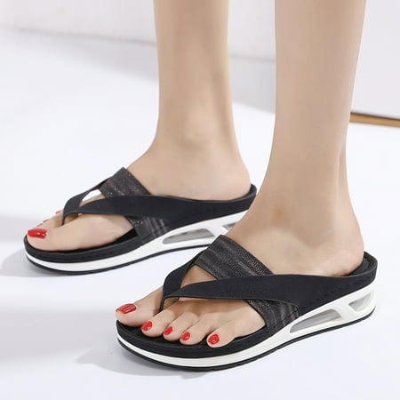 

Cathalem Support Clip Flops Bottomed With Arch T Women Flip Sandals Toe Open Comfy Sandals Sandals for Women High Heels Clear Black 9
