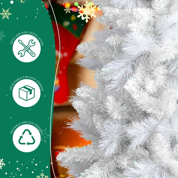 Alvantor 4 ft Potted Artificial Christmas Tree, 200 PVC Branch Tips, Unlit, White