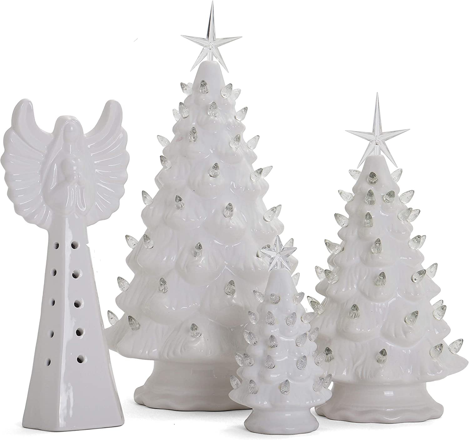 Ceramic Christmas Tree - Tabletop Christmas Tree with Lights - (15.5 Large  White Christmas Tree/White Lights) - Lighted Vintage Ceramic Tree