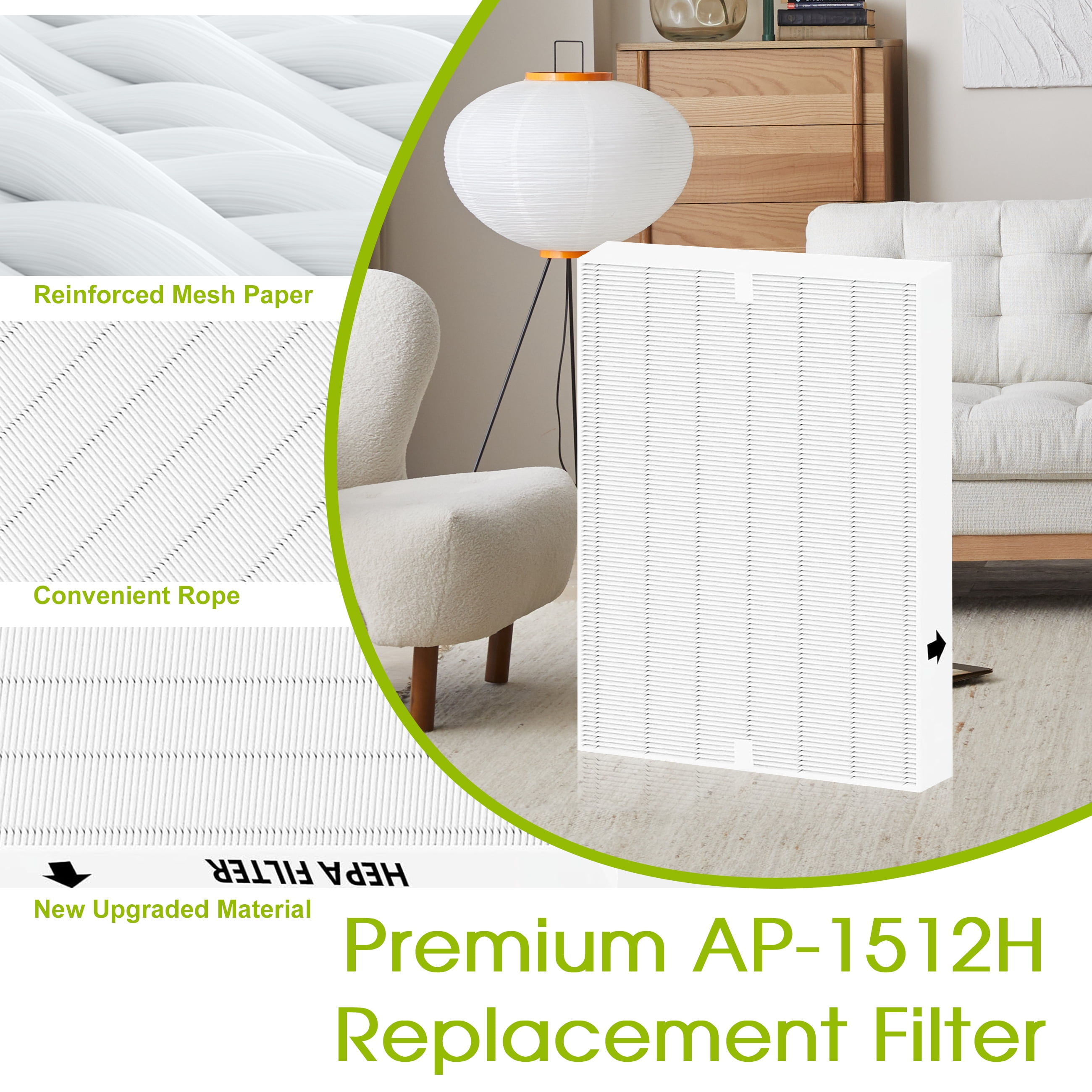 AMI PARTS AP-1512HH Replacement Filter True HEPA for Coway Airmega 200M AP-1518R and AP-1512HH Mighty