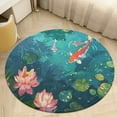 thumbnail image 4 of Lucky Koi Fish Lotus Leaf Washable Round Rug -Circle Area Rugs for Nursery Bedroom, Vintage Non Slip Non Shedding Low Pile Carpet for Living Room Coffee Table Entryway, 4 of 6