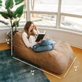thumbnail image 3 of Big Joe Delmont Lounger, Foam Filled Bean Bag Chair, Vintage Tan Vegan Suede, Vegan Leather, 4.5 Feet, 3 of 9