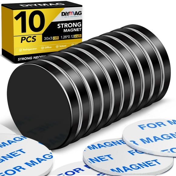 Imanes de disco de neodimio DIYMAG negros de 32 mm de diámetro, paquete de 10